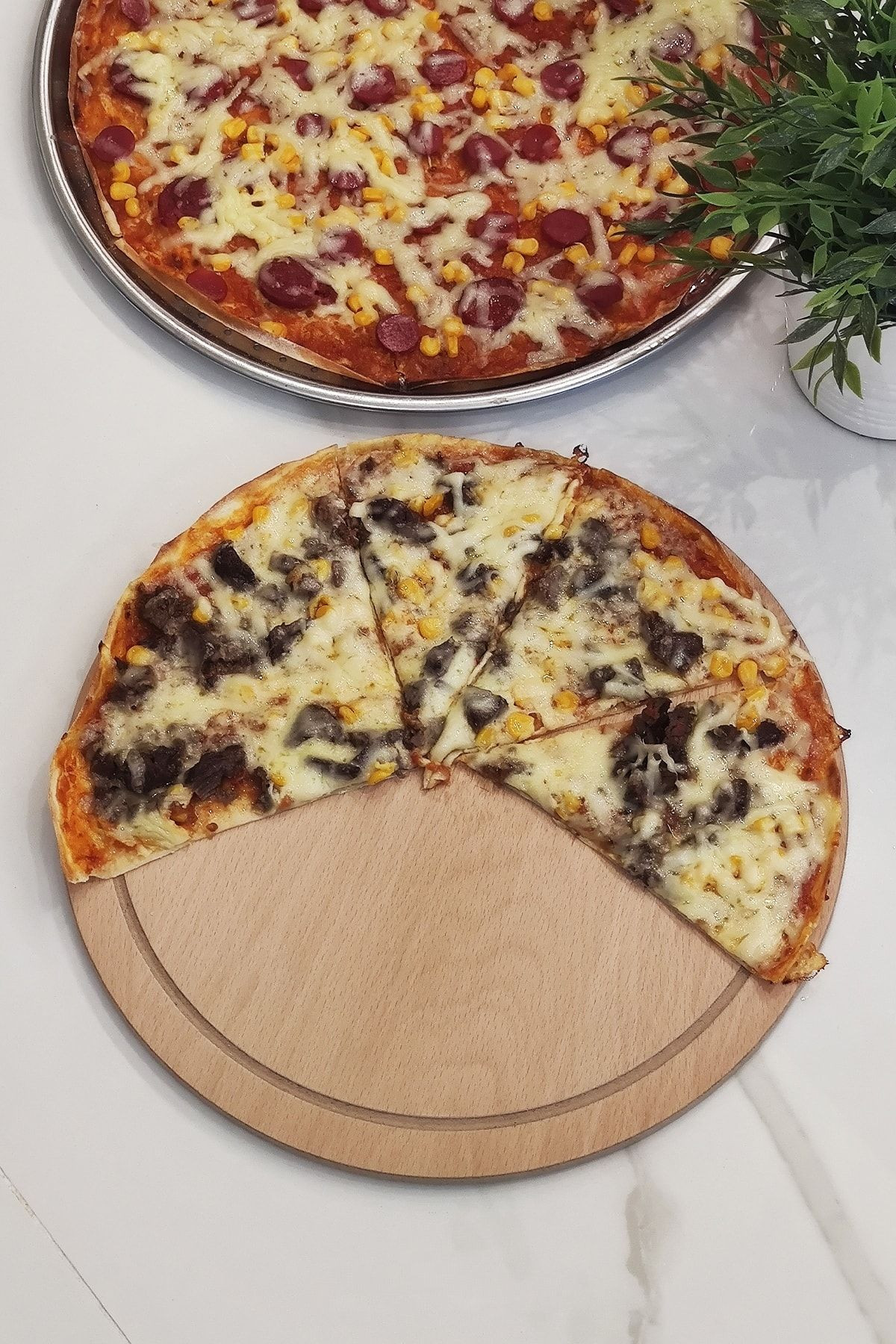 Ela Naturel Ahşap Pizza Sunum Tahtası Pizza Altlığı 32 Cm