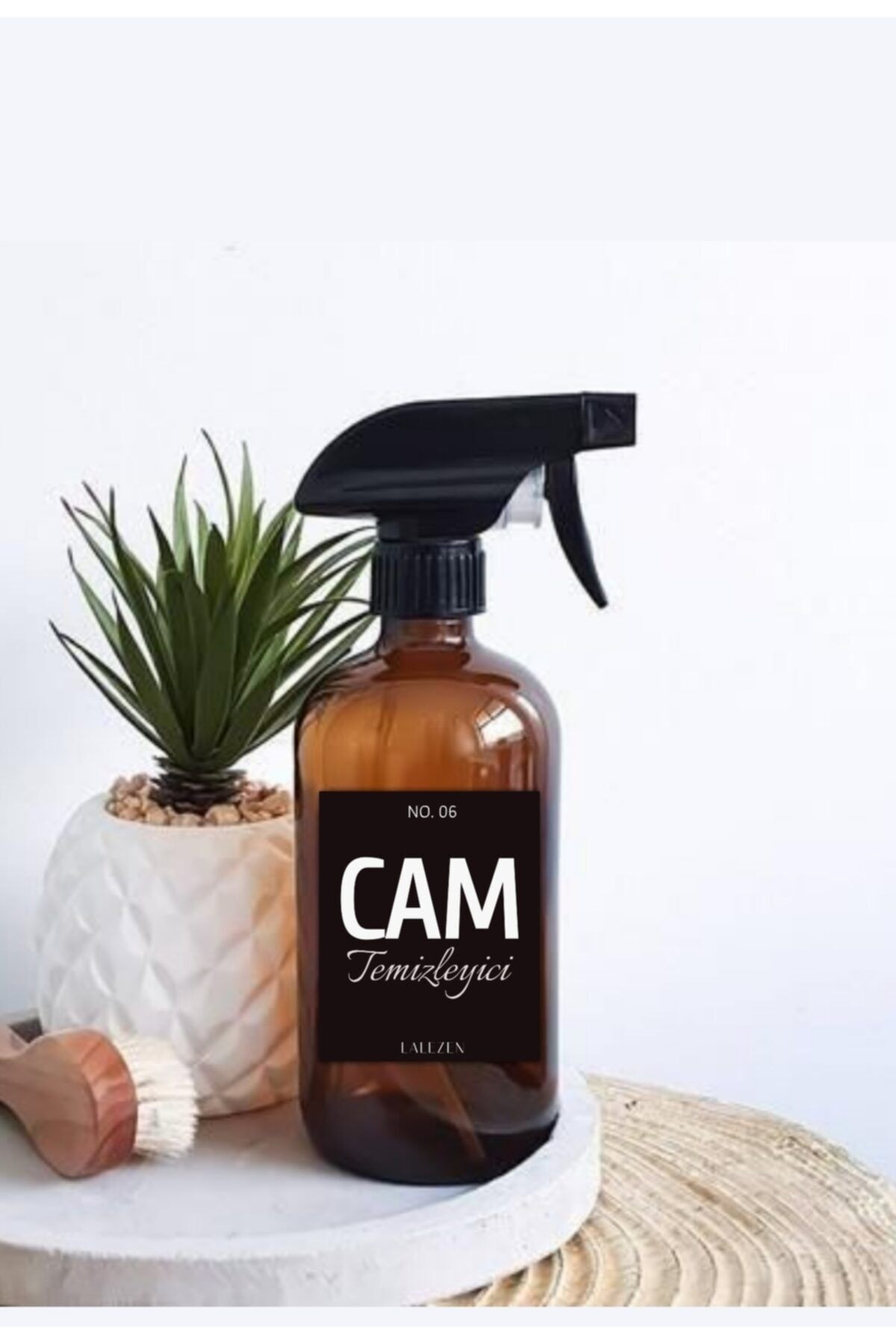 Ela Naturel Amber Cam Şişe 500ml Cam Temizleyici Etiketli Siyah