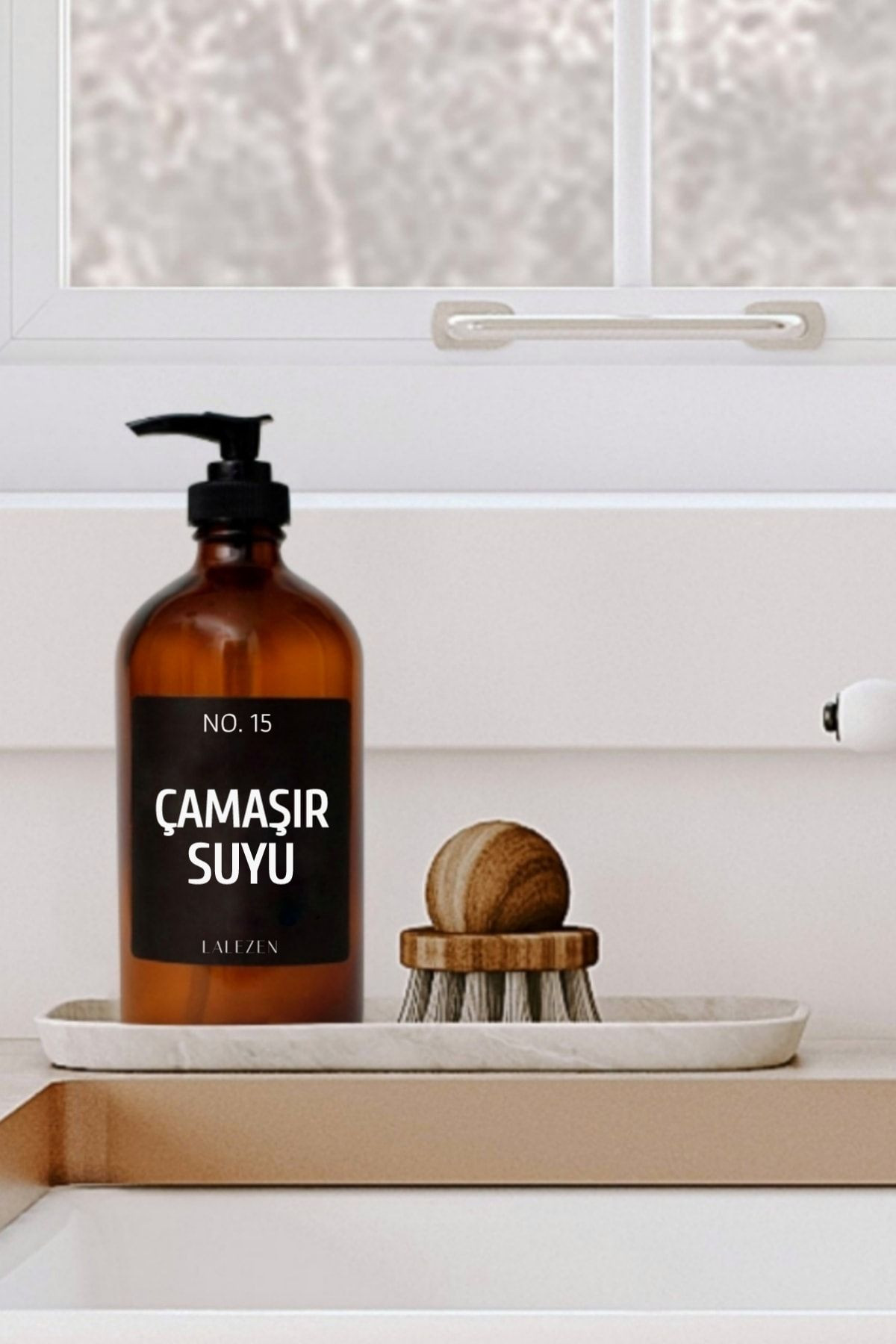 Ela Naturel Çamaşır Suyu Etiketli Amber Cam Şişe 500 Ml Temizlik